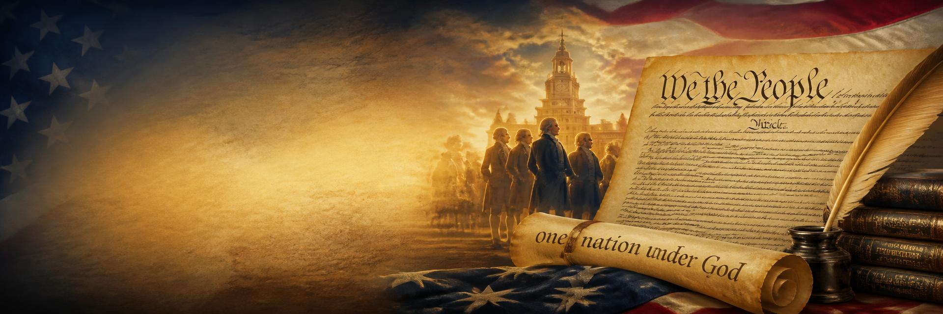 We the People and one nation under God with founding fathers